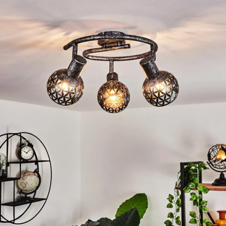 Plafonnier Stavik Noir, Argenté, 3 lumières