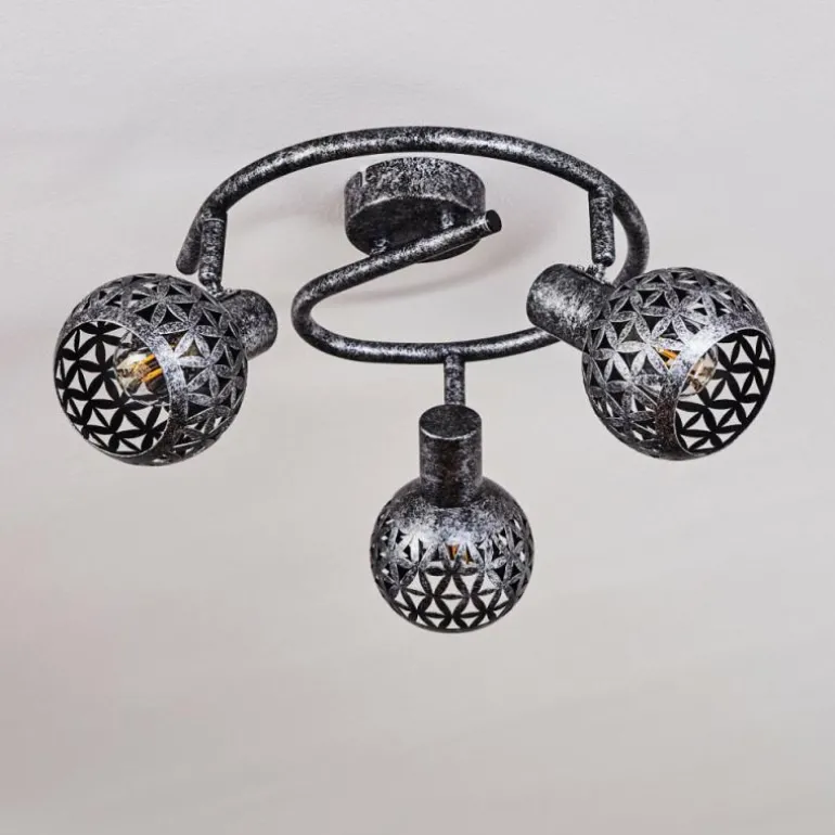 Plafonnier Stavik Noir, Argenté, 3 lumières