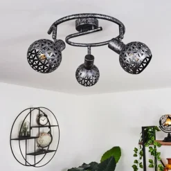 Plafonnier Stavik Noir, Argenté, 3 lumières