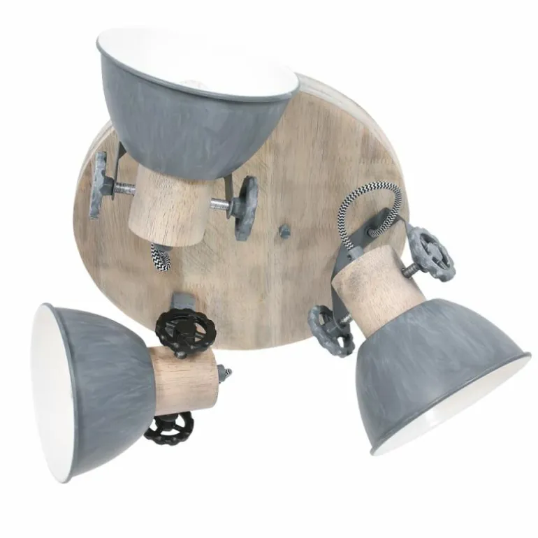 Plafonnier Steinhauer Gearwood Brun, Gris, 3 lumières