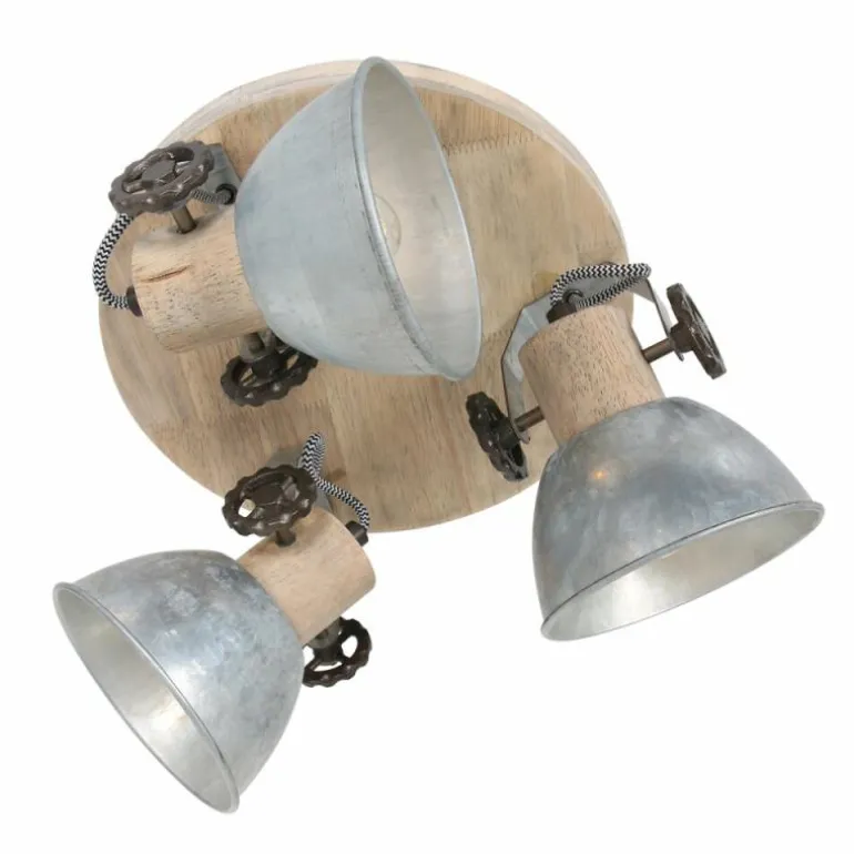 Plafonnier Steinhauer Gearwood Brun, Nickel mat, 3 lumières