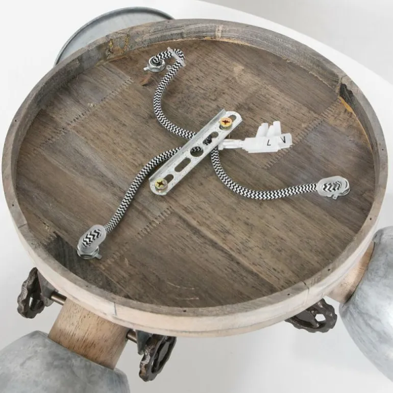 Plafonnier Steinhauer Gearwood Brun, Nickel mat, 3 lumières