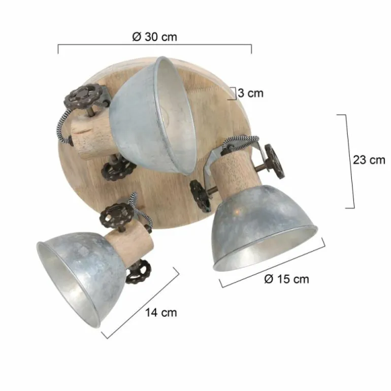 Plafonnier Steinhauer Gearwood Brun, Nickel mat, 3 lumières