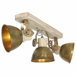 Plafonnier Steinhauer Gearwood Bronze, Bois clair, 3 lumières