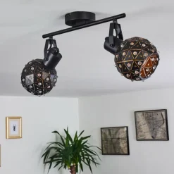 Plafonnier Sunasau Noir, 2 lumières