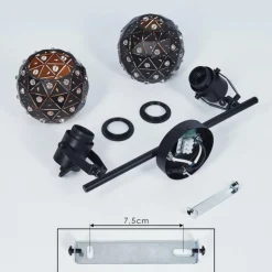 Plafonnier Sunasau Noir, 2 lumières