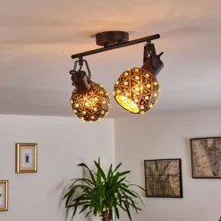 Plafonnier Sunasau Noir, 2 lumières