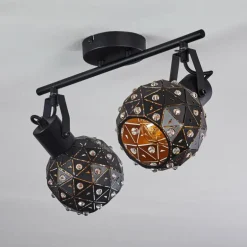 Plafonnier Sunasau Noir, 2 lumières