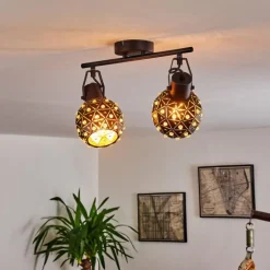 Plafonnier Sunasau Noir, 2 lumières