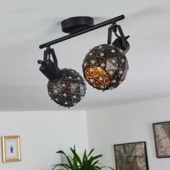 Plafonnier Sunasau Noir, 2 lumières