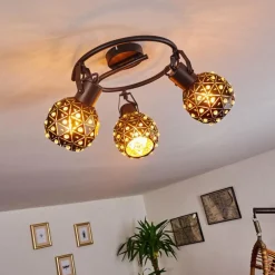 Plafonnier Sunasau Noir, 3 lumières