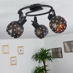 Plafonnier Sunasau Noir, 3 lumières