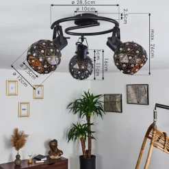 Plafonnier Sunasau Noir, 3 lumières