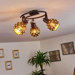 Plafonnier Sunasau Noir, 3 lumières