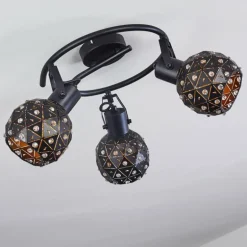 Plafonnier Sunasau Noir, 3 lumières