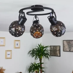 Plafonnier Sunasau Noir, 3 lumières