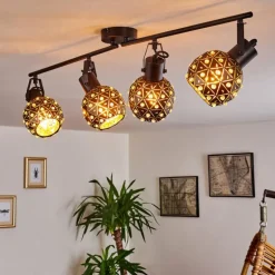 Plafonnier Sunasau Noir, 4 lumières