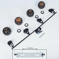 Plafonnier Sunasau Noir, 4 lumières