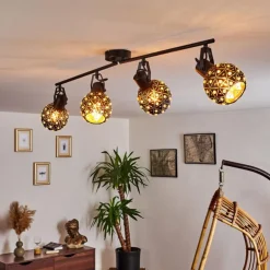 Plafonnier Sunasau Noir, 4 lumières