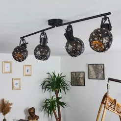 Plafonnier Sunasau Noir, 4 lumières