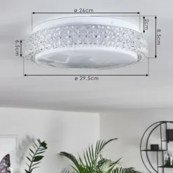 Plafonnier Suno LED Transparent, Blanc, 1 lumière