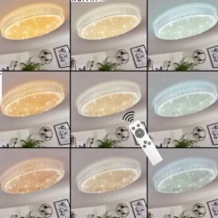 Plafonnier Suno LED Transparent, Blanc, 1 lumière, Télécommandes