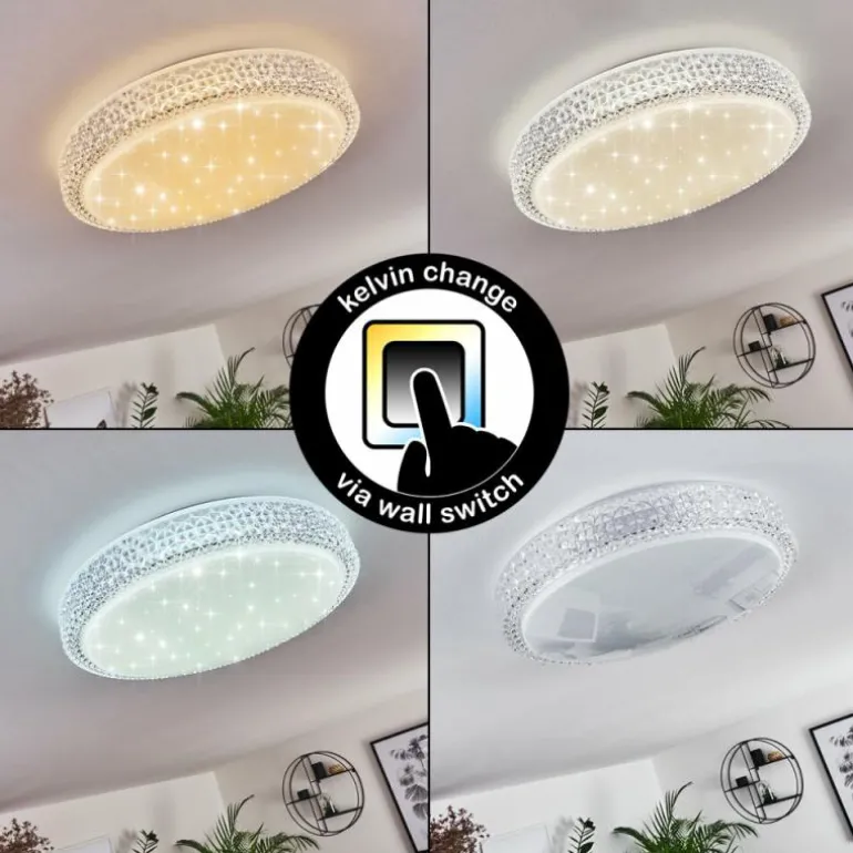 Plafonnier Suno LED Transparent, Blanc, 1 lumière