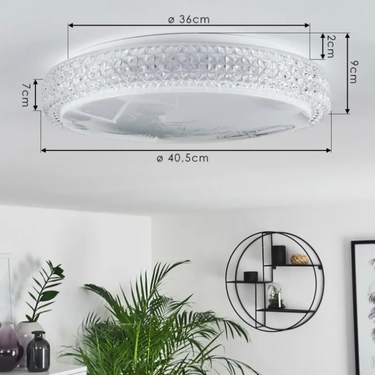 Plafonnier Suno LED Transparent, Blanc, 1 lumière