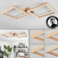 Plafonnier Surisultana LED Bois clair, Noir, 2 lumières