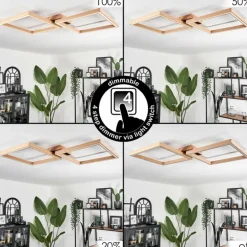 Plafonnier Surisultana LED Bois clair, Noir, 2 lumières