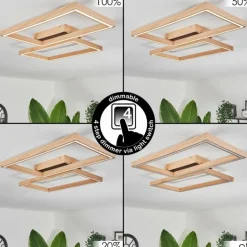 Plafonnier Surisultana LED Bois clair, Noir, 2 lumières