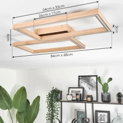 Plafonnier Surisultana LED Bois clair, Noir, 2 lumières