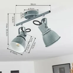 Plafonnier Susu Gris, 2 lumières