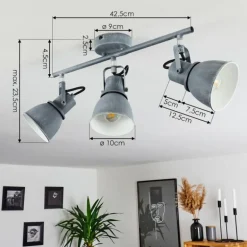 Plafonnier Susu Gris, 3 lumières