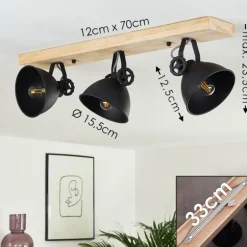 Plafonnier Svanfolk Bois clair, Noir, 3 lumières