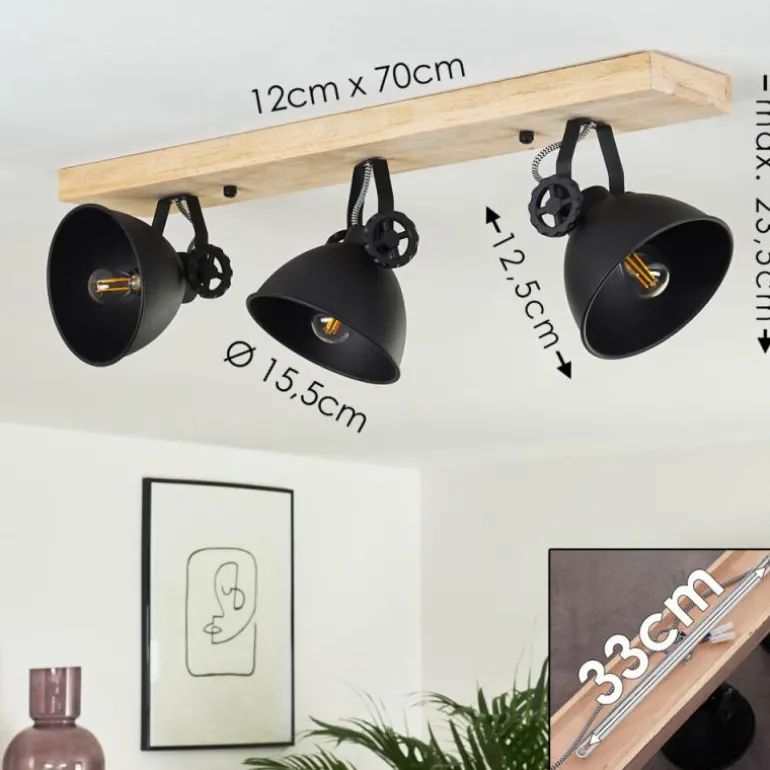 Plafonnier Svanfolk Bois clair, Noir, 3 lumières