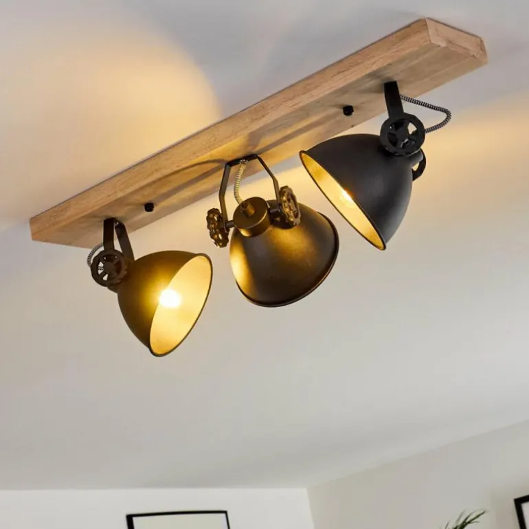 Plafonnier Svanfolk Bois clair, Noir, 3 lumières