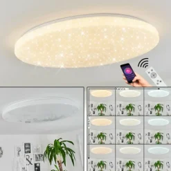 Plafonnier Sweet LED Blanc, 1 lumière, Télécommandes