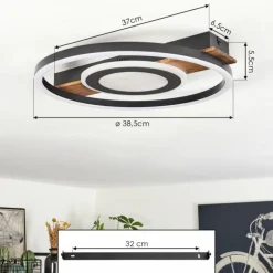 Plafonnier Taboneira LED Noir, 1 lumière