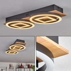 Plafonnier Taboneira LED Écru, Noir, 2 lumières