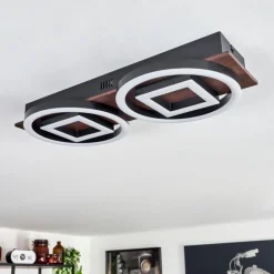 Plafonnier Taboneira LED Brun foncé, Noir, 2 lumières