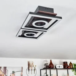 Plafonnier Taboneira LED Brun foncé, Noir, 2 lumières