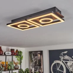 Plafonnier Taboneira LED Brun foncé, Noir, 2 lumières