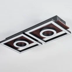 Plafonnier Taboneira LED Brun foncé, Noir, 2 lumières