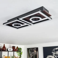 Plafonnier Taboneira LED Brun foncé, Noir, 2 lumières