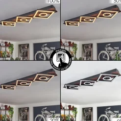 Plafonnier Taboneira LED Brun foncé, Noir, 3 lumières