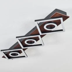 Plafonnier Taboneira LED Brun foncé, Noir, 3 lumières