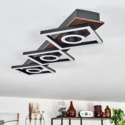Plafonnier Taboneira LED Brun foncé, Noir, 3 lumières