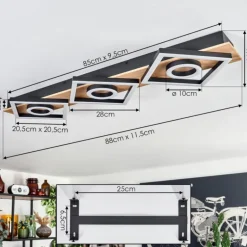 Plafonnier Taboneira LED Écru, Noir, 3 lumières