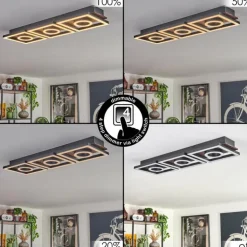 Plafonnier Taboneira LED Brun foncé, Noir, 3 lumières